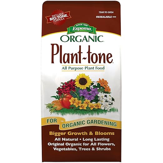 Espoma Organic Plant-Tone 5-3-3 Natural & Organic All Purpose Plant Food; 4 lb. Bag; The Original Organic Fertilizer for All Flowers, Vegetables, Trees, and Shrubs. Pack of 3