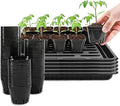 100 Pcs Square Nursery Pots, 5 Pcs Seed Starter Tray, 2.6 inch Nursery Pots with Tray, Plastic Starter Pots for Planting Seeds, Reusable Seed Starting Pots with Drainage Holes (Plastic)