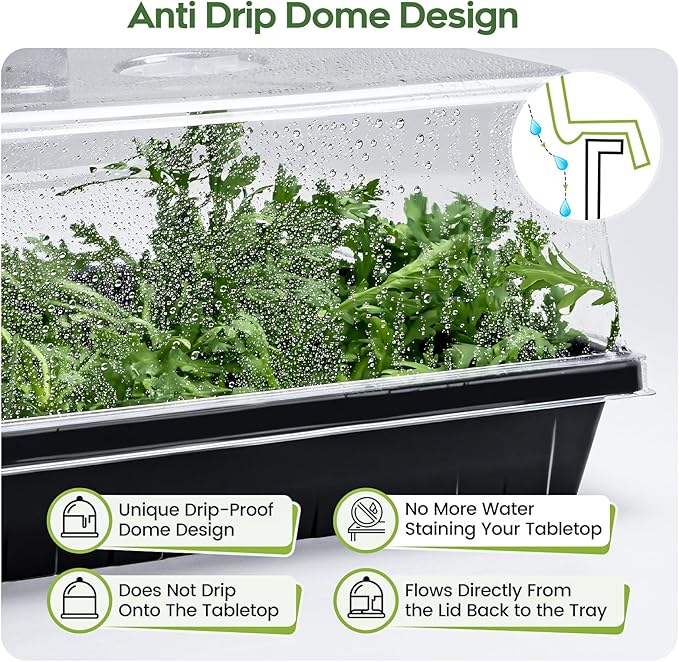 ZJP 20-Pack Heavy Duty 1020 Seed Starter Trays with 5" Humidity Domes, Thick Plant Propagation Trays with Clear Domes for Greenhouse Seed Germination & Microgreens (20 Pack (Tray + Dome))