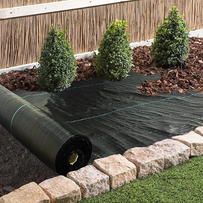 1.4ftx50ft Weed Barrier Landscape Fabric Heavy Duty，Weed Block Gardening Ground Cover Mat, Weed Control Garden Cloth ，Woven Geotextile Fabric for Underlayment，Commercial Driveway Fabric