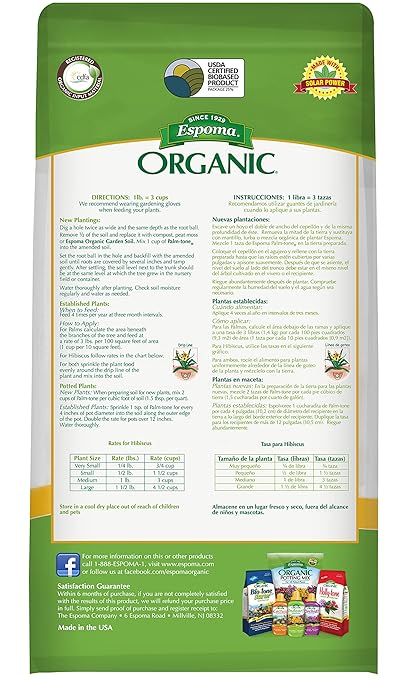 Espoma Organic Palm-Tone 4-1-5 Natural & Organic Plant Food; 4 lb. Bag; Organic Fertilizer for Palm, Hibiscus, & Tropical Plants
