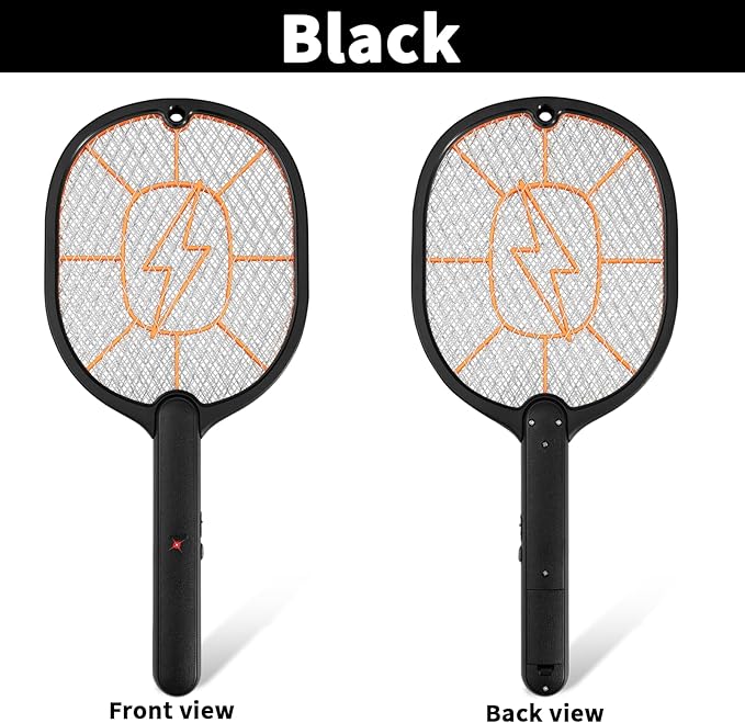 Electric Fly Swatter 2 Pack (Black & Gray), High-Voltage Bug Zapper Racket for Mosquitoes & Flies, Safe Protective Mesh, Indoor/Outdoor AA Batteries Required, Not Included