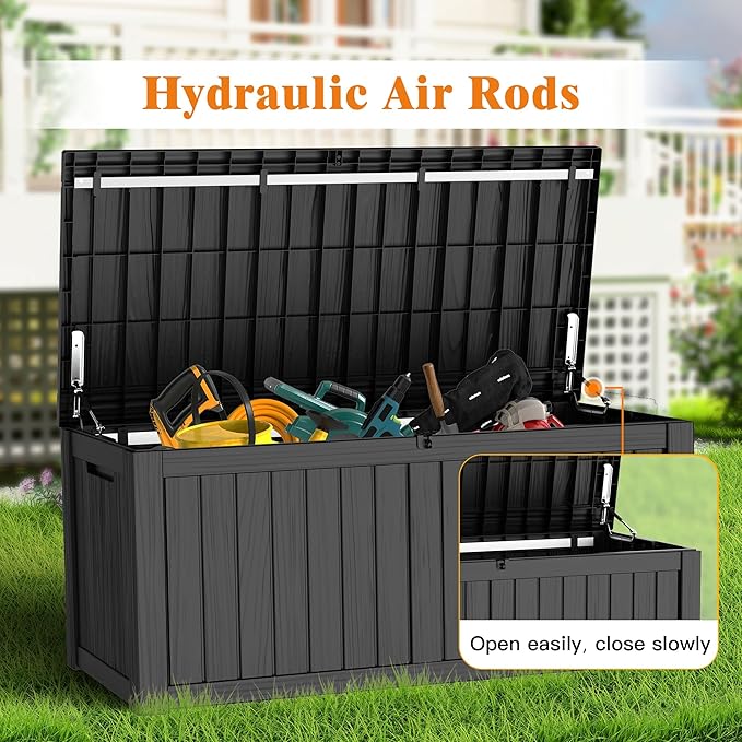 Outdoor Large Storage Cabinet Deck box, 150 Gallons Waterproof Heavy Duty Deck Box, Lockable Patio Storage box for Garden Tools, Lawn Mower, Bike, Trash Cans, Pool Supplies