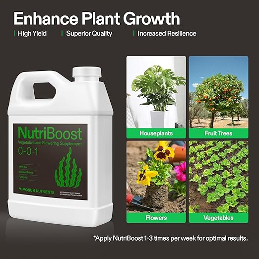 VIVOSUN All-in-One Concentrated Plant Additive NutriBoost (0-0-1) All-Purpose Liquid Fertilizer and Bloom Juice (0-6-4), Flowering Supplement Liquid Fertilizer for Flowering Stage, Concentrated Plant