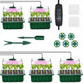 Seed Starter Tray with Grow Light (5 Pack), 60 Cells Seedling Kits with Timer & Dimmable 8-LED Plant Lights, Vented Humidity Domes for Indoor Germination