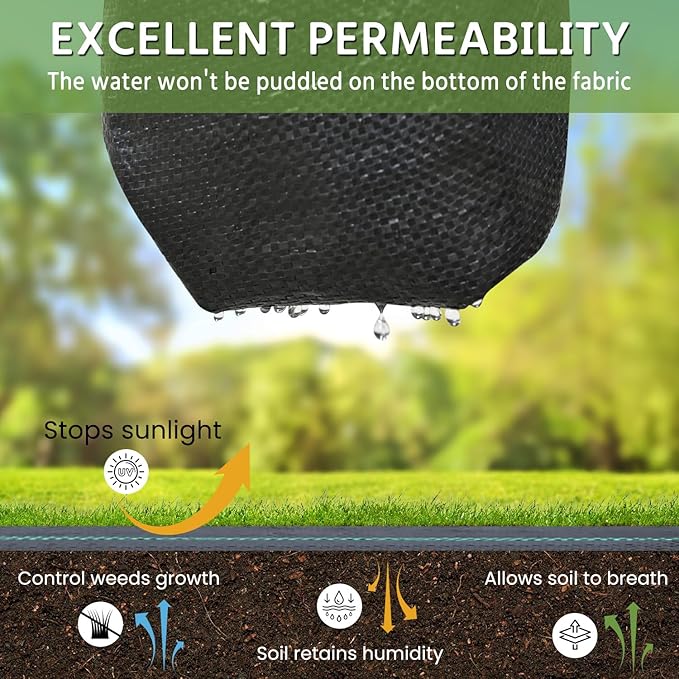 Weed Barrier Fabric 1.4x200FT Landscape Fabric 3.2oz Weed Barrier Fabric Heavy Duty for Landscaping Fabric Garden Fabric Weed Barrier Weed Blocker Garden Bed Cover, Commercial Driveway