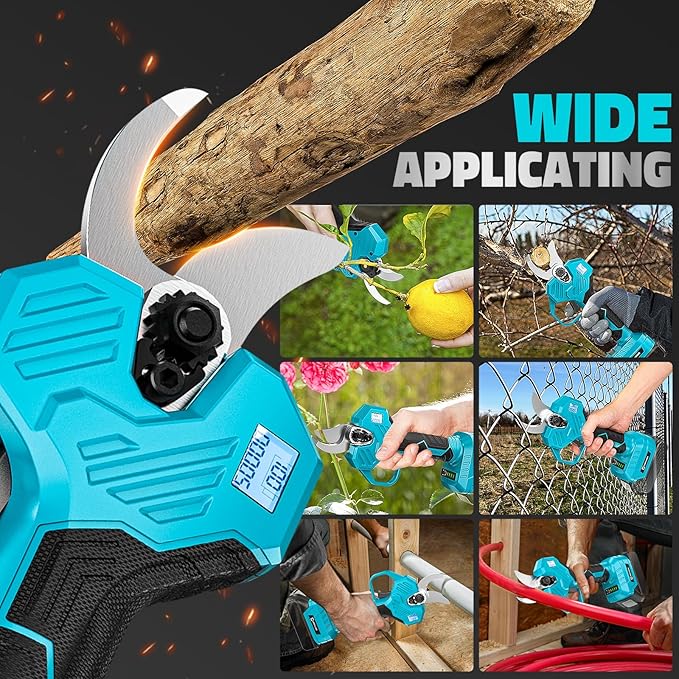 Electric Pruning Shears Compatible with Makita 18v Battery, 0.8-2 Inch Max Cutting Diameter Electric Pruner with LCD Display & Imported SK7 Steel Blades for Gardening Tree Pruning(No Battery)