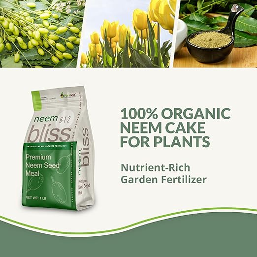 Neem Bliss (1lb) + Kelp Meal (1lb) - Neem Cake for Plants & Kelp Meal Organic Fertilizer - Kelp Fertilizer for Plants - Neem Seed Meal Fertilizer - Natural Plant Food Rich in Vitamins & Nutrients