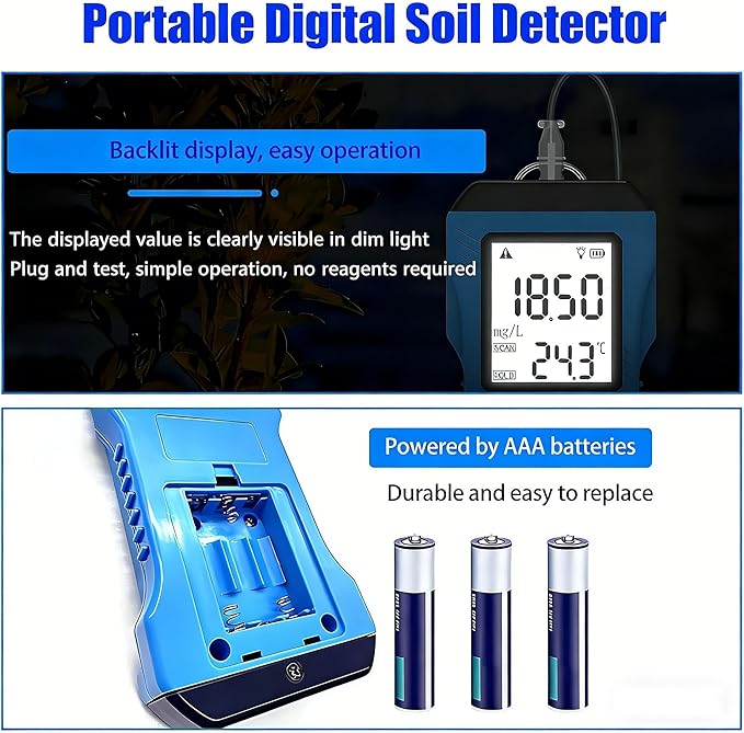 7 in 1 Soil Tester,Digital NPK pH Moisture Temperature EC Conductivity Meter | Soil Analyzer for Garden Farm Greenhouse,Soil Fertility Test