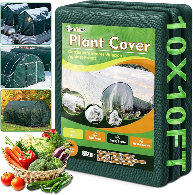 Green Plant Covers Freeze Protection, 10 x 10 ft - 1.5 oz/yd² Frost Cloths for Outdoor Plants, Tree Covers Freeze Protection, Winter Garden Blanket, Sun Cover for Plants for Greenhouse, Vegetables