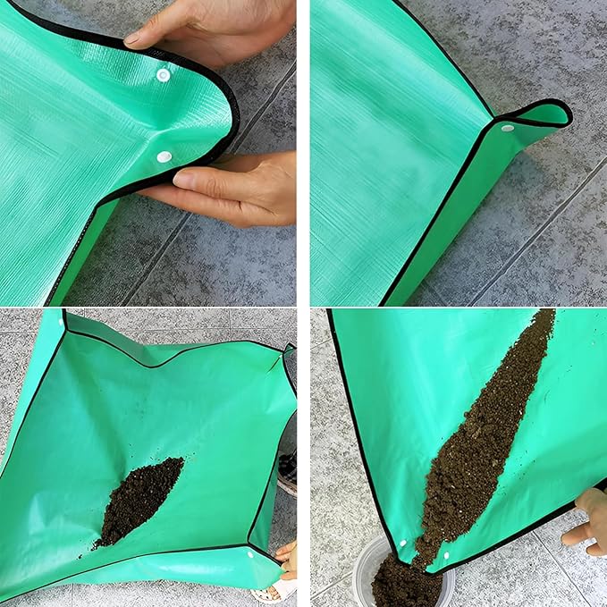 3Pcs Garden Hand Trowel Plant Repotting Mat, Heavy Duty Polished Steel Garden Shovels with Wood Handle, Small Gardening Hand Tools for Digging, Planting, Measure, Transplanting