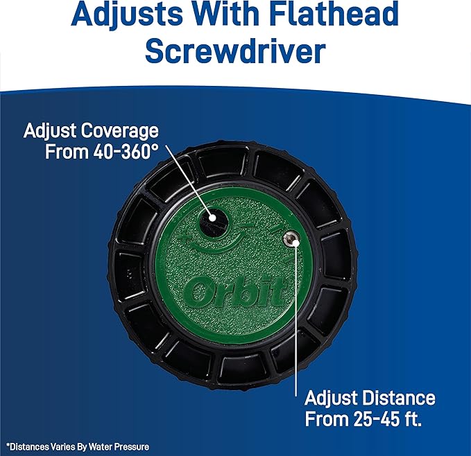 Orbit 55460 Voyager 4" Hard Top Pop-Up Gear Drive Rotor Sprinkler Head, 35 ft, Adjustable