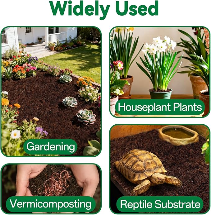 ZeeDix 4 Pcs Premium Coco Coir Brick - 100% Organic Compressed Coconut Coir Starting Mix, Coco Fiber with Low EC and PH Balance for Gardening, Potting Soil, Herbs