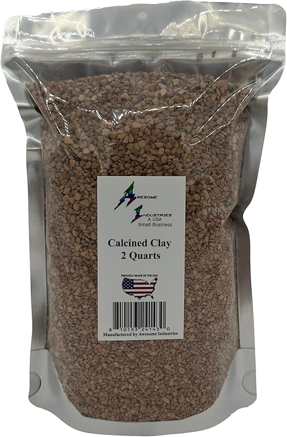 Calcined Clay for Bonsai 2 Quarts 1/8" Succulent Cactus Indoor Plants Horticultural Soil Amendment Additive Regulates Moisture High Porosity Fast Drainage and Aeration Like Akadama Awesome Industries