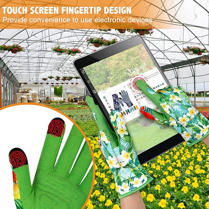 Leather Gardening Gloves for Women Thorn Proof Garden Gloves Touch Screen Working Gloves Gifts,M