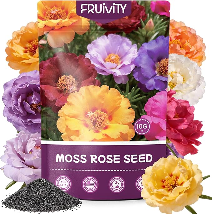 24,000+ Moss Rose Seeds for Planting Annual Flower for Ground Cover, Non-GMO Heirloom Variety, Easy to Grow, Seeds for Planting Outdoors Garden Containers