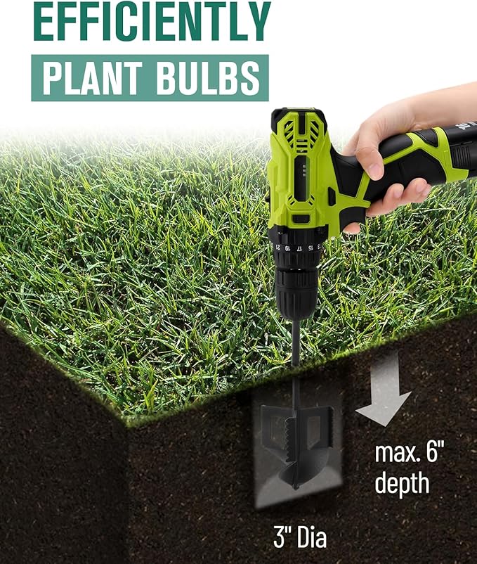 4-in-1 Cultivator Soil Tiller-Soil Digger and Soil Loosener for Gardening Bed and Plant Box,Bulb Planter Auger for 3/8" Hex Drive Drill
