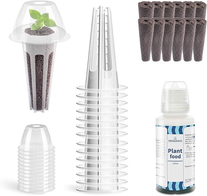 12 Set Seed Pod Kit for Indoor Garden, Hydroponics Garden Accessories for Hydroponic Growing System, Grow Anything Kit with 12 Grow Sponges, 12 Grow Baskets, 12 Grow Domes,100ml Plant Food
