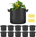 HealSmart Plant Grow Bags 2 Gallon, Tomoato Planter Pots 10-Pack with Handles, Aeration Nonwoven Fabric, Heavy Duty Gardening Planter for Vegetable, Herbs and Flowers, Black 2024 Version