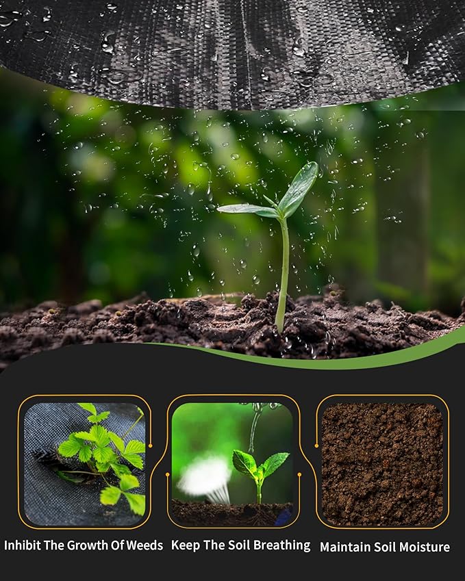 6ftx300ft Weed Barrier Landscape Fabric Heavy Duty, Premium 2.4oz Garden Geotextile Fabric, Outdoor Weed Blocker Landscaping Fabric, for Driveway Mats, Erosion Control, Ground Cover Weed Barrier