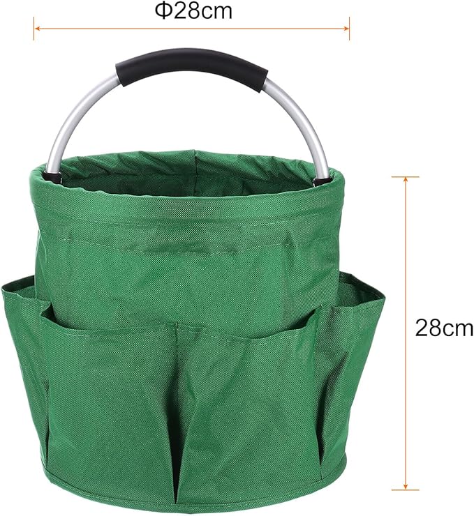 HARFINGTON Garden Tool Bag 17L Large Oxford Waterproof with Pockets Garden Tote Bag Gardening Plant Tool Organizer Storage Carrier Store for Outdoor Women Men, Forest Green