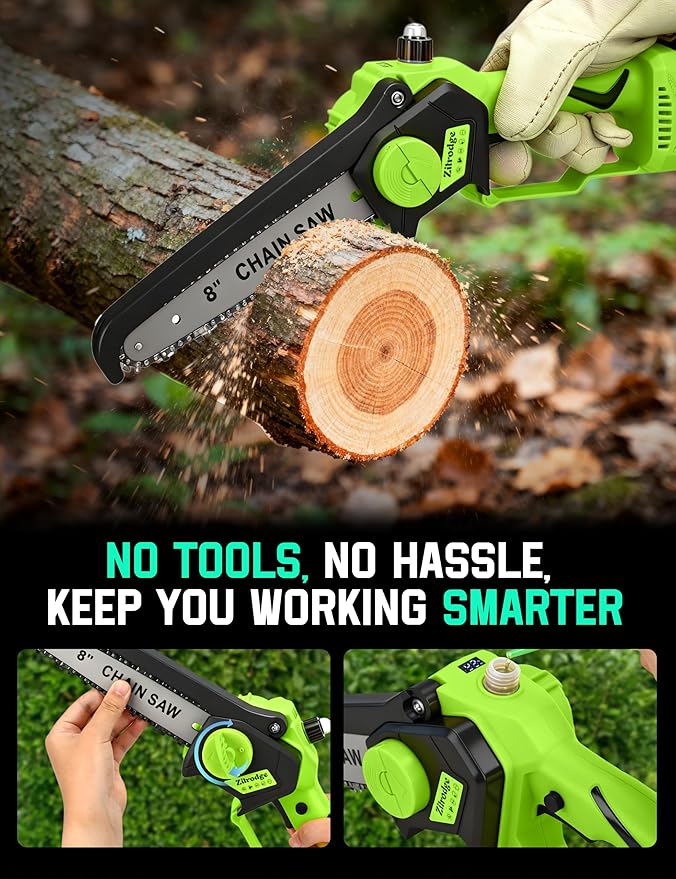 8“ Electric Pole Saws for Tree Trimming, 2-in-1 Pole Saw Cordless & Mini Chainsaw with Extension Pole, 15FT Max Reach Pole Saw Battery Powered, Tree Trimmer Limb Branch Cutter Pruner, 2×3.0Ah Battery