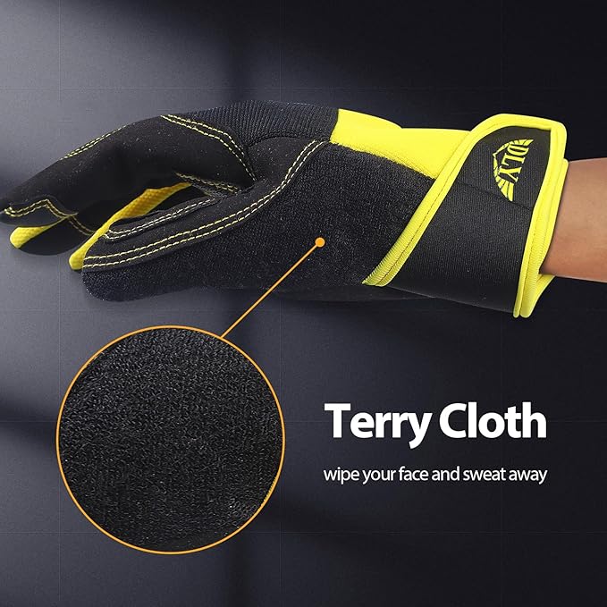 DLY Heavy Duty Work Gloves, Impact Protection Mechanic Gloves, Synthetic Leather Work Gloves, Touchscreen Capable