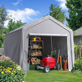 Quictent 8x12FT Long Storage Shed Kayak Shelter with Roll-Up Mesh Windows, Heavy Duty Portable Garage for Canoe, Boat, Tools Waterproof Storage Tent with Reinforced Frame, Sliver Gray