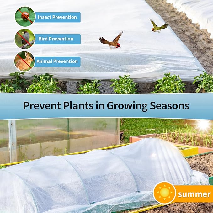 Insoma 1.1oz/yd Plant Covers Freeze Protection,10 * 50ft Floating Row Cover for Garden, Frost Plant Blanket for Winter Frost/Sun Pest Protection