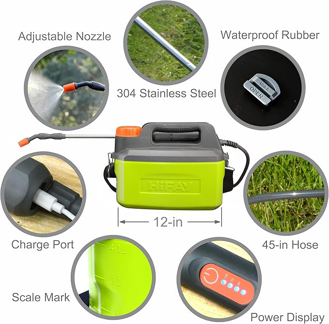 HIFAY ES4-PRO Electric Sprayer 1 Gallon Built-in 4000mAh,Rechargeable Battery Powered Sprayer with Telescopic Wand,Plant Mister,Kitchen Cleaning,Indoor Watering Can for Plants (Green)