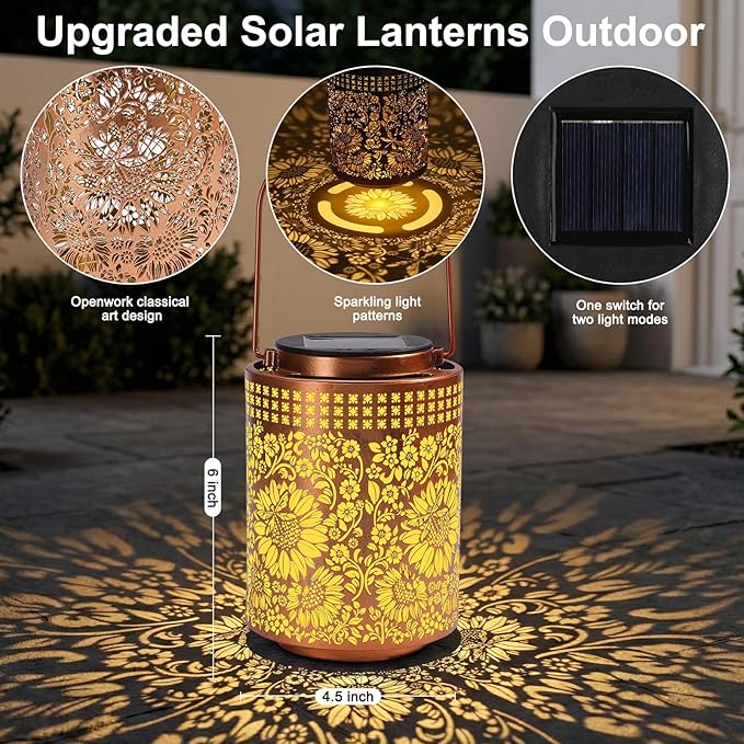ZKLILI Mothers Day Gifts for Mom, Sunflower Solar Lanterns Outdoor Waterproof Hanging Solar Lights Sunflower Gifts for Women Men Mom Lanterns for Yard, Patio, Lawn, Pathway, Landscape, Garden Decor