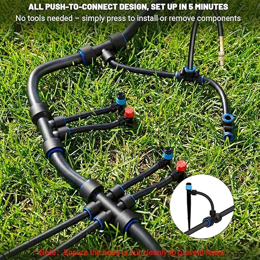 230FT Drip Irrigation Kit with Push-Fit Connectors, DIY Automatic Garden Watering System, 2026 New Upgraded Water-Saving Design with 3 Adjustable Nozzles for Yard, Greenhouse, Lawn & Potted Plants