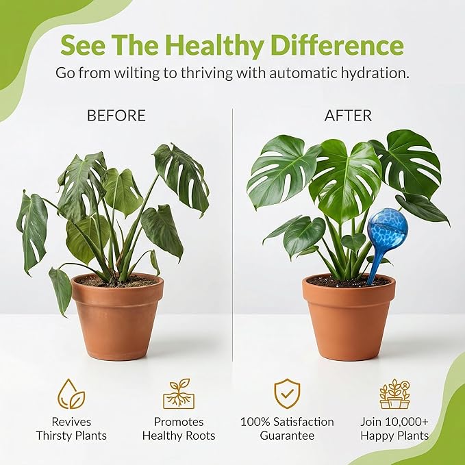 Automatic Plant Watering Globes Self Watering Planter Inserts (Set of 4) | Hands Free Multicolor Glass Bulbs | Planter Spikes to Support Indoor & Outdoor Plant Health (100ml)