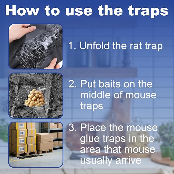 Mouse Traps Indoor for Home, Sticky Rat Trap Glue Boards (Large 6P)