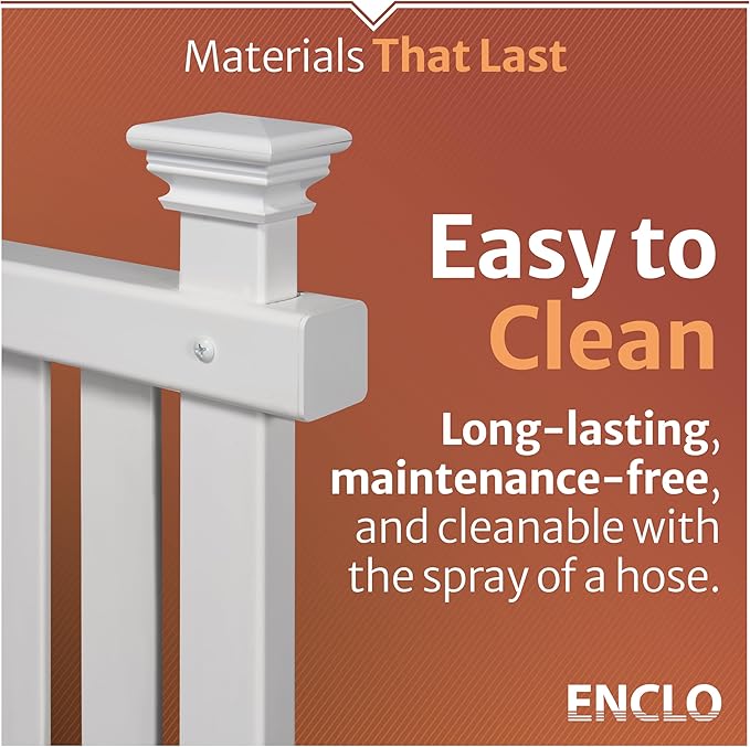 Enclo Privacy Screens 6ft H Outdoor Freestanding 1 Privacy Fence Screen Panel with Planter Box for Deck, Yard, Pool, or Patio, Vinyl Raised Garden Bed for Plants or Flowers, Lexington EC18039