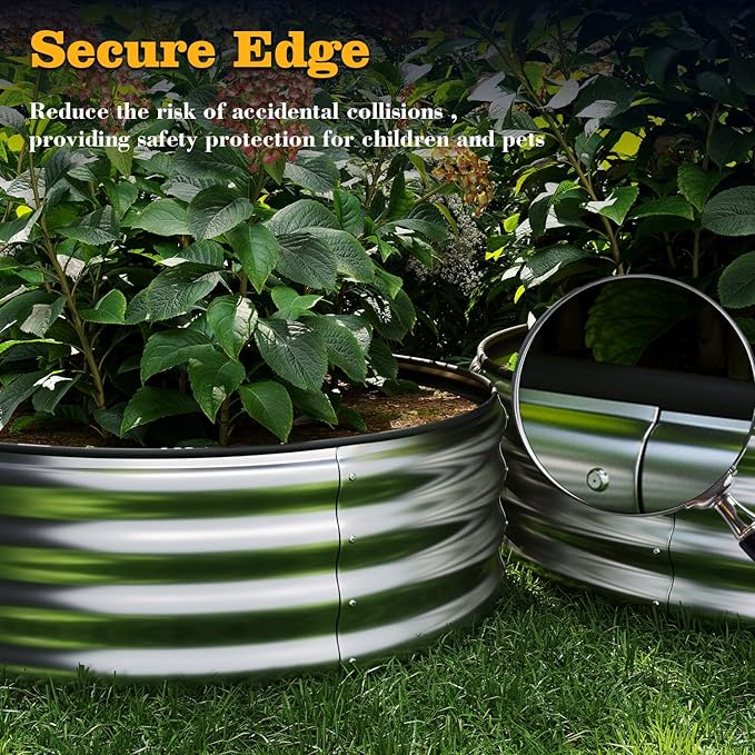 Large Raised Garden Bed Galvanized Metal Round Raised，Garden Bed Outdoor for Gardening 6x3x2FT for Vegetables Flowers Ground Planter Box