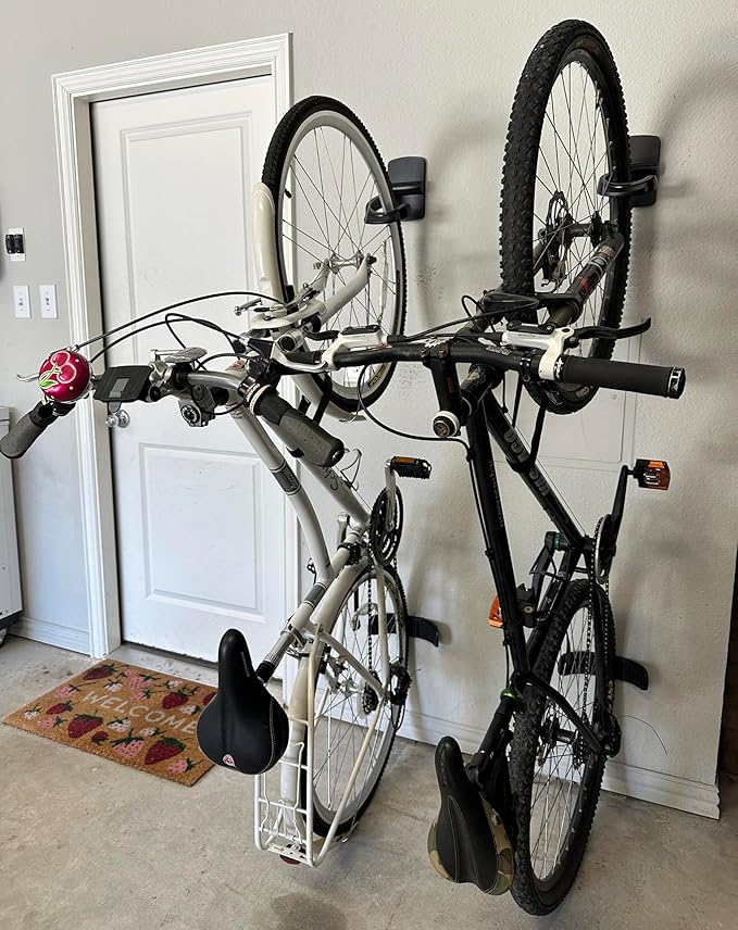 Duck EasyMounts Bike Hanger - Heavy Duty Wall Mount Bicycle Rack for Garage Organization & Storage - No Tool Install - Up to 50 Lbs - Black, Pack of 1 Tire Hook, Wheel Dock & All Hanging Hardware
