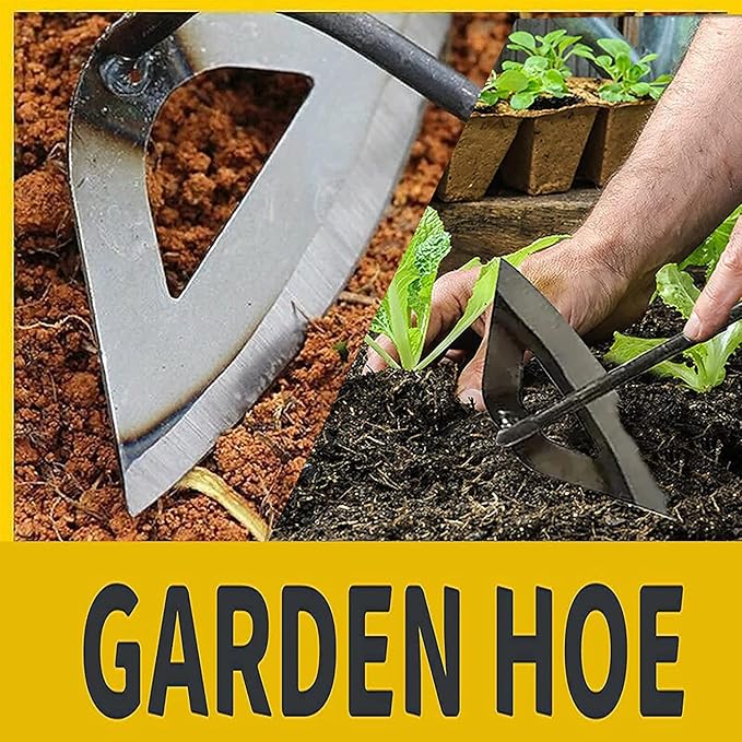 Gardening Tools Hollow Hoe, All-Steel Hardened Hollow Hoe, Sharp Edge Garden Weeding Tools, Hoe Garden Tool Hand Shovel Weed Puller for Backyard Loosening Farm Planting Weeding (For Long Handle)