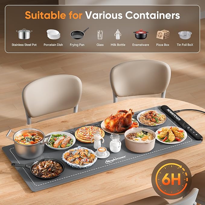 Warming Mat for Food, (XXL 36"x16") Food Warming Mat for Countertop Upgrade Graphene Fast Full Surface Heating -Versatile Food Warmer for Gatherings, Parties, Everyday Use