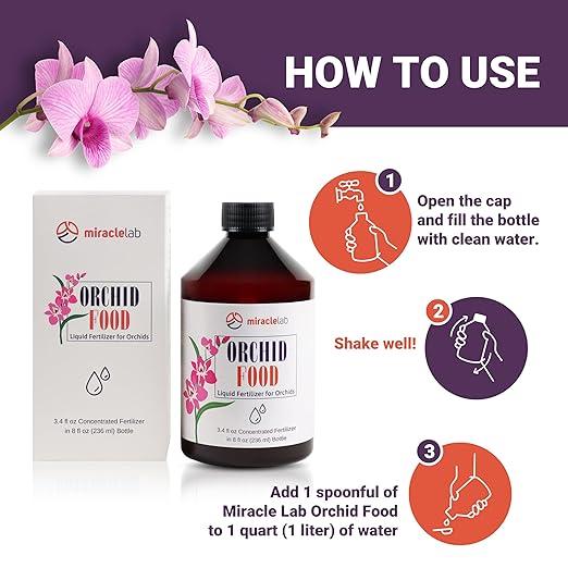 Miracle Lab Liquid Orchid Fertilizer - Special Formula with Natural Organic Ingredients (3.4 oz)