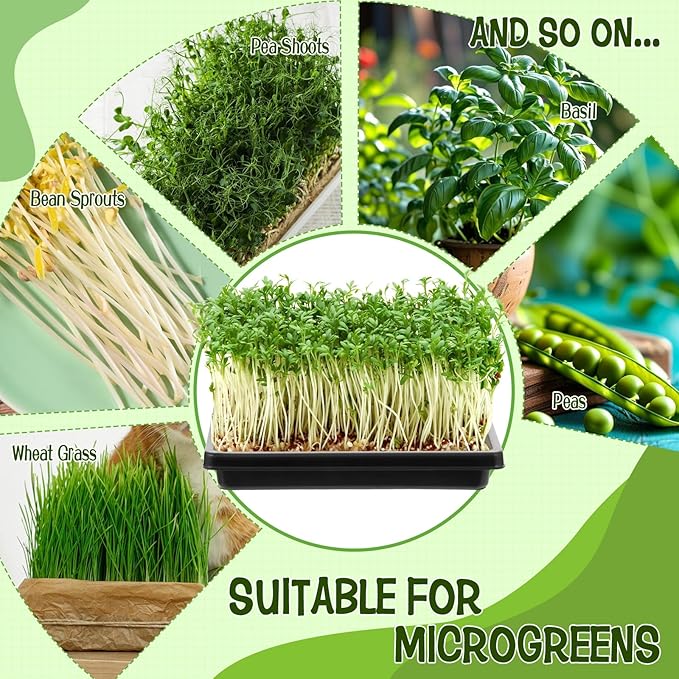 CIEOVO Microgreens Growing Mat with Tray Kit, 8 Pcs Hemp Fiber Grow Tray with 8 Pcs 10" Square Growing Trays Hydroponic Jute Pads Indoor Production for Indoor Germination Sprouts