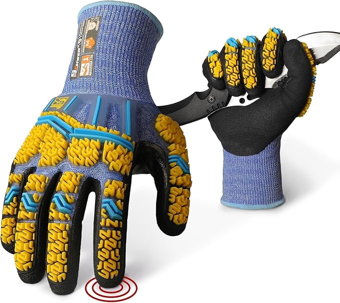 Schwer PRO-SKIN Impact Gloves with ANSI A4 Cut Reistant Protection, Flexible and Comfortable Work Gloves with Grip，Touchscreen, Used for Oil and Gas E&P，Mechanic, Construction, S, PM3900-T