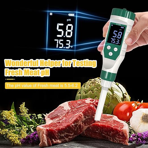 Digital pH Meter for Food, Food pH Tester with High Accuracy pH Probe for Sourdough and Bread, Food pH Meter for Canning, Meat, Cheese, Solid Samples and Water, 0.01 Resolution