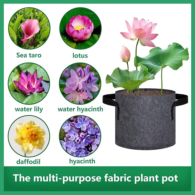 DECOHS 12 Pack Aquatic Plant Pots for Pond, Reusable Fabric Aquatic Plant Pots, Breathable Pond Plant Basket Grow Bags with Handles for Aquatic Plants, Bog Plant, Water Lily, Lotus, Flower (3 Gallon)