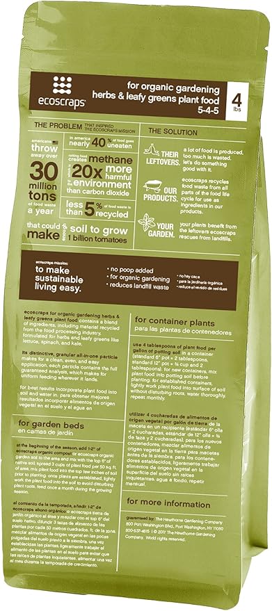 for Organic Gardening Herbs and Leafy Greens Plant Food, 4 lbs