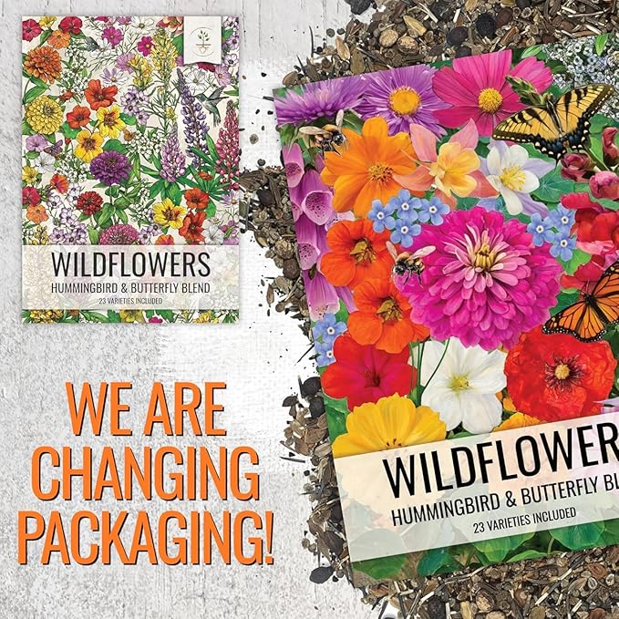 Seed Needs Bulk Wildflower Seeds Hummingbird & Butterfly Seed Mix | 1/4 Pound Total No Filler 23 Varieties Garden Seeds Annual & Perennial Species | Pollinator Friendly Flowering Seed