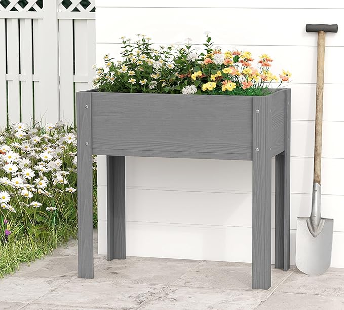 31x16x31 inch Raised Garden Bed with Legs, Elevated Wooden Planter Box for Outdoor Plants Flowers Fruits Vegetable Herb Growing