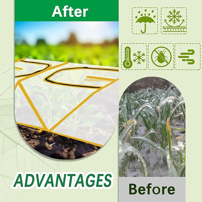 47.2" *14.6" *13.4" Foldable Garden Row Accelerator Plants Cover for Raised Garden Bed, Mini Greenhouse Cover with Two Air Hole and Breathable Mesh, Frost Cover for Plant Vegetable Seedling Protector