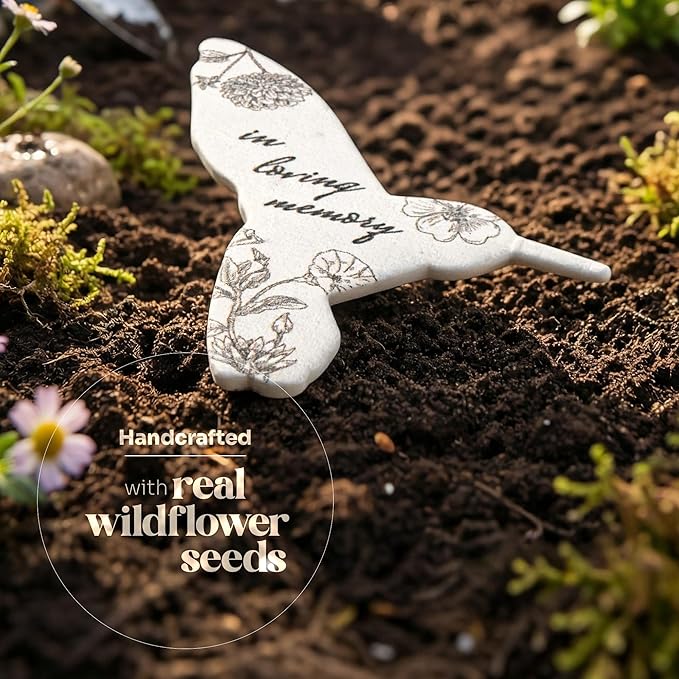 Plantable Wildflower Seed Paper - 48pcs Black & White Hummingbird-Shaped for Funeral Favors, Memorial Gifts, & Sympathy Gifts for Loss of Father and Mother, Loved Ones