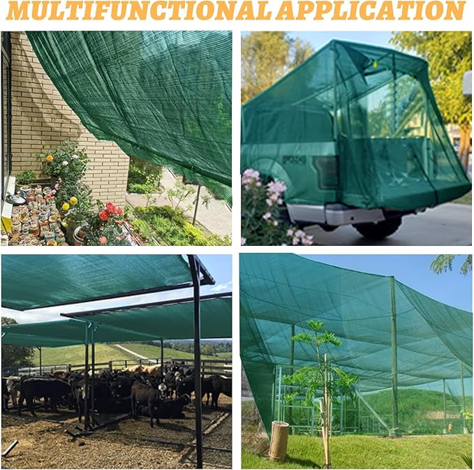 Cool Area 70% 8x12ft Sunblock Shade Cloth Cover Mesh UV Resistant Net for Garden Flower Plant Greenhouse, Dark Green